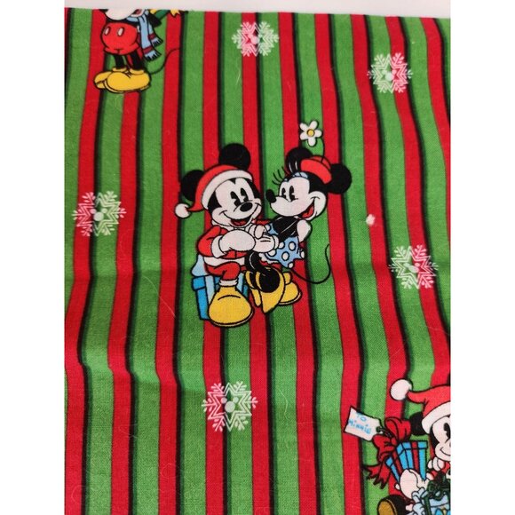 Disney Mickey & Minnie Christmas Stripe Cotton Fabric 1 Yard x 45 Inches - Picture 10 of 11